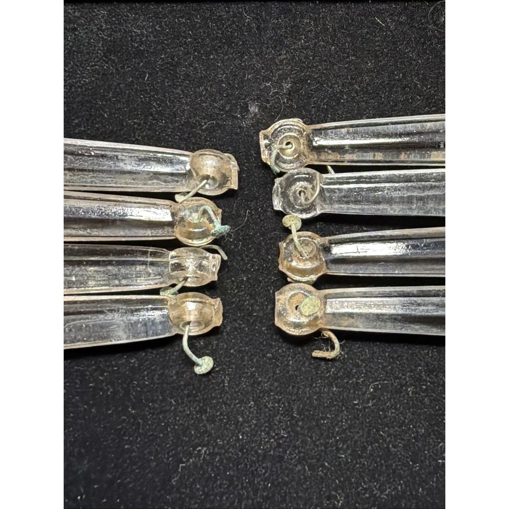 Lot of 8 Vintage Cut Crystal Prism Chandelier Lustre Lamp Parts Spear 3 1/4 IN